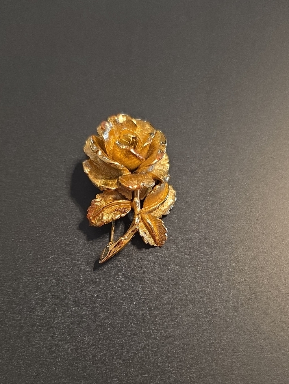 Gold-Tone Rose Brooch Pin